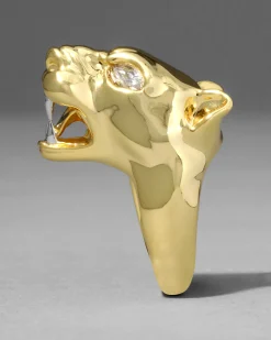 Gold Panther Visage Ring