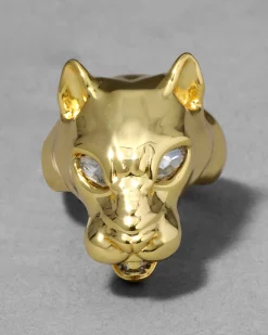 Gold Panther Visage Ring