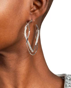 Intertwined Silver Pave Hoop Earring