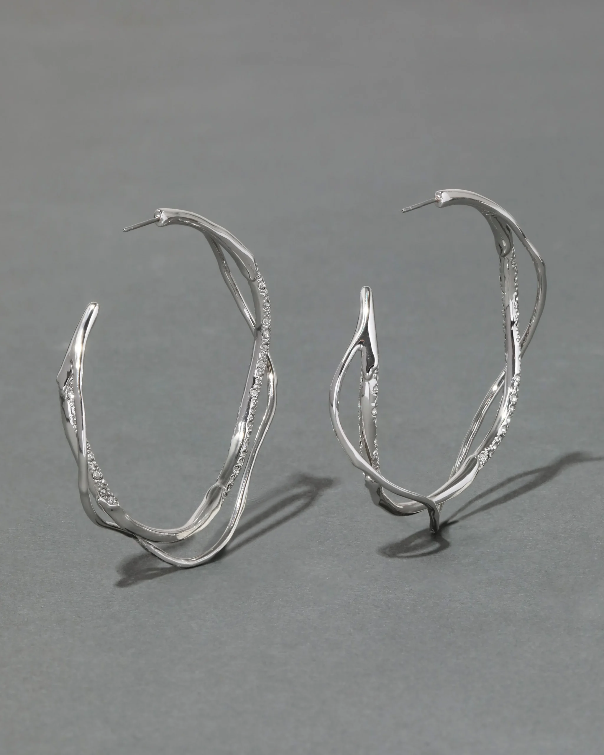 Intertwined Silver Pave Hoop Earring