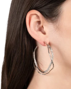 Intertwined Silver Pave Hoop Earring