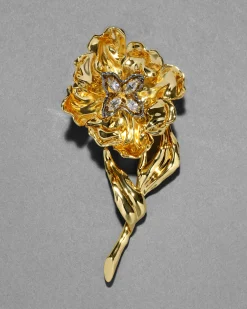 Jardin Gold Stemmed Rose Pin