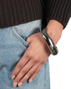 Large Molten Bangle Bracelet - Silver