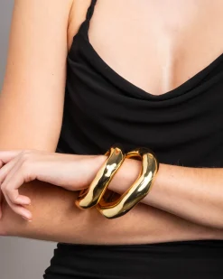 Large Molten Bangle Bracelet- Gold