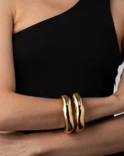Large Molten Bangle Bracelet- Gold
