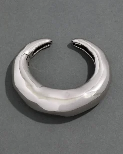 Large Molten Hinged Cuff - Silver