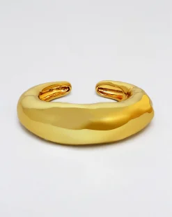 Large Molten Hinged Cuff- Gold