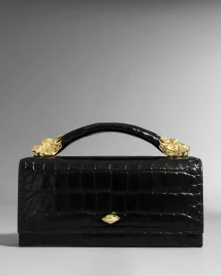 Lioness Top Handle Clutch- Black