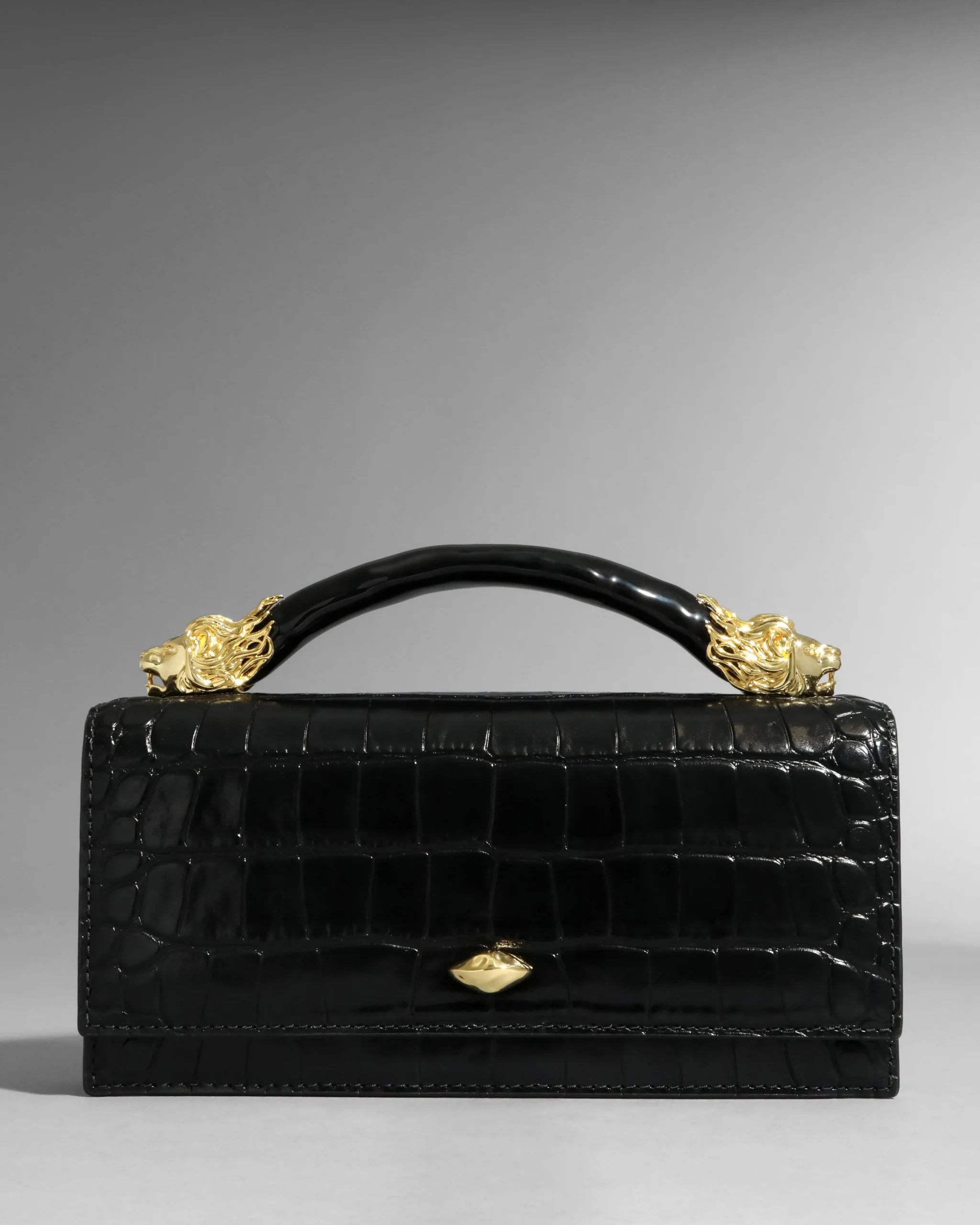 Lioness Top Handle Clutch- Black