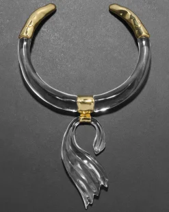 Liquid Lucite Brutalist Pendant Collar Necklace