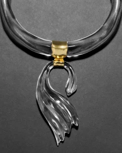 Liquid Lucite Brutalist Pendant Collar Necklace
