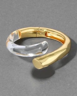 Liquid Lucite Bypass Hinge Bracelet- Clear