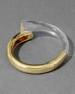 Liquid Lucite Bypass Hinge Bracelet- Clear