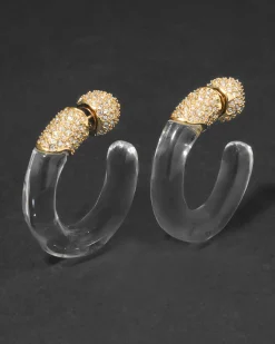 Liquid Lucite Crystal Front Back Hoop Earring