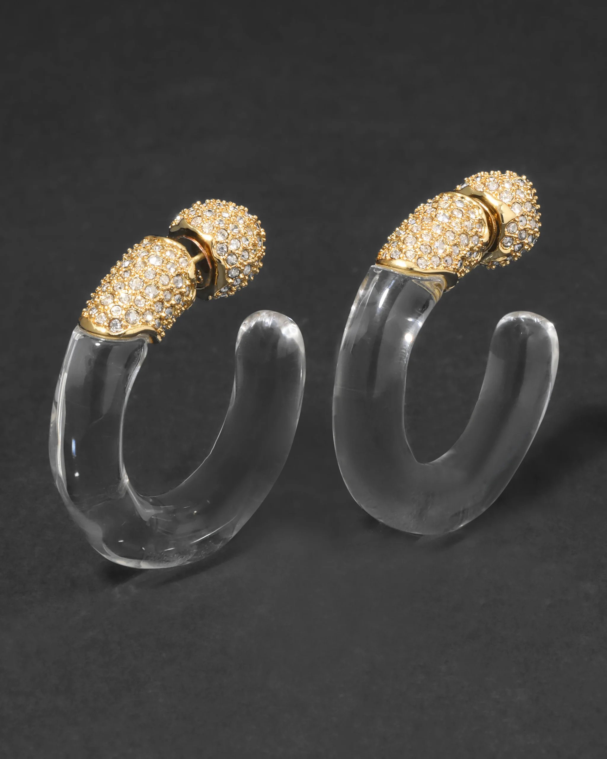 Liquid Lucite Crystal Front Back Hoop Earring