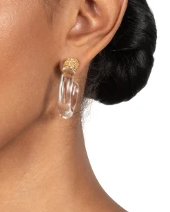 Liquid Lucite Crystal Front Back Hoop Earring