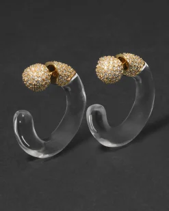 Liquid Lucite Crystal Front Back Hoop Earring