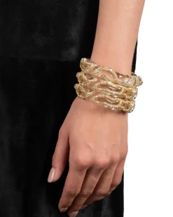 Liquid Lucite Crystal Pave Hinge Bracelet- Clear