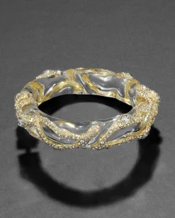 Liquid Lucite Crystal Pave Hinge Bracelet- Clear