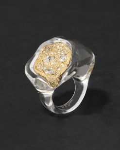 Liquid Lucite Crystal Pavé Geode Ring