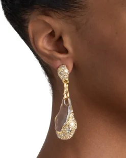 Liquid Lucite Crystal Pavé Pebble Drop Earring