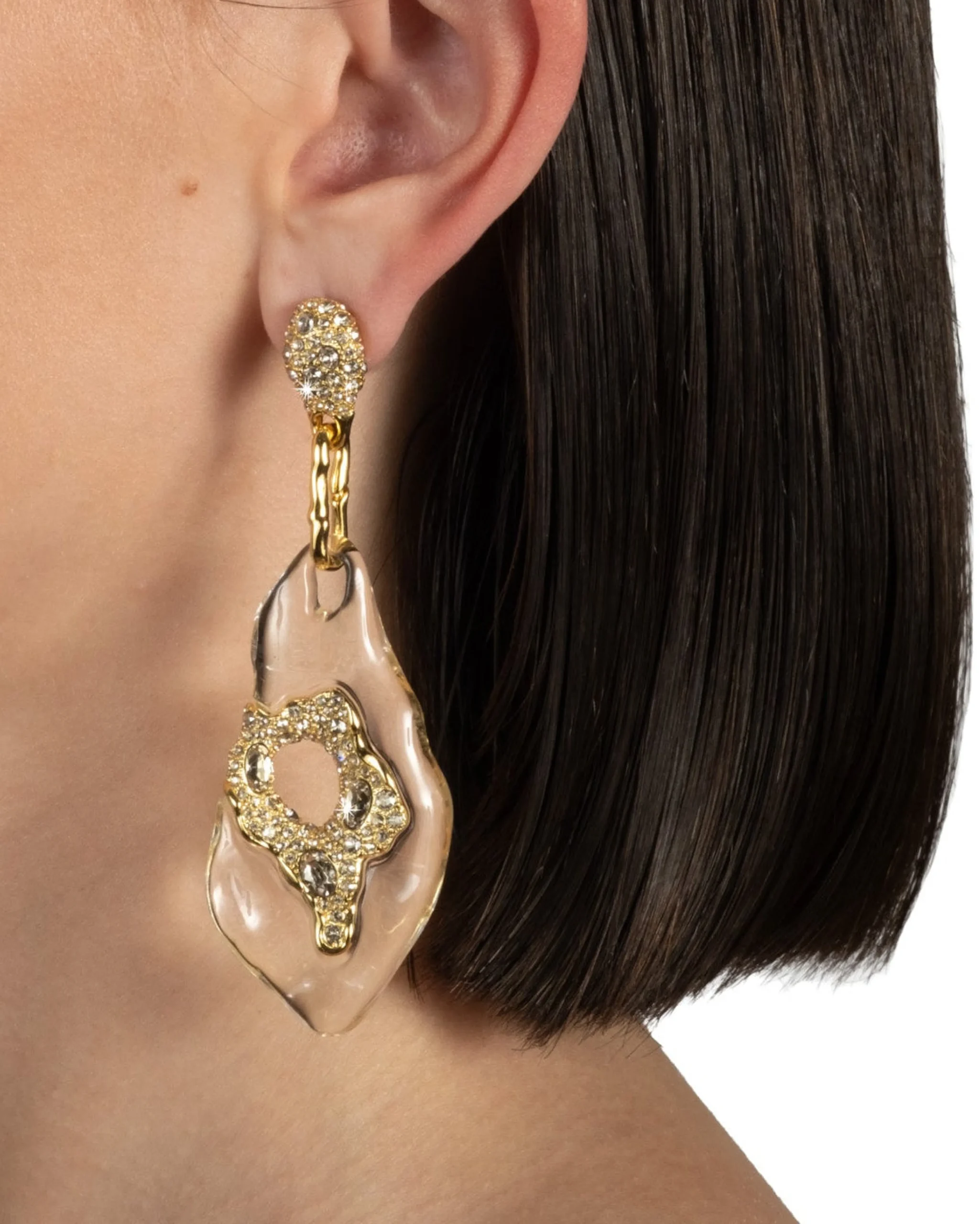 Liquid Lucite Crystal Pavé Geode Drop Earring