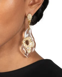 Liquid Lucite Crystal Pavé Geode Drop Earring