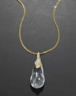 Liquid Lucite Crystal Pavé Teardrop Necklace