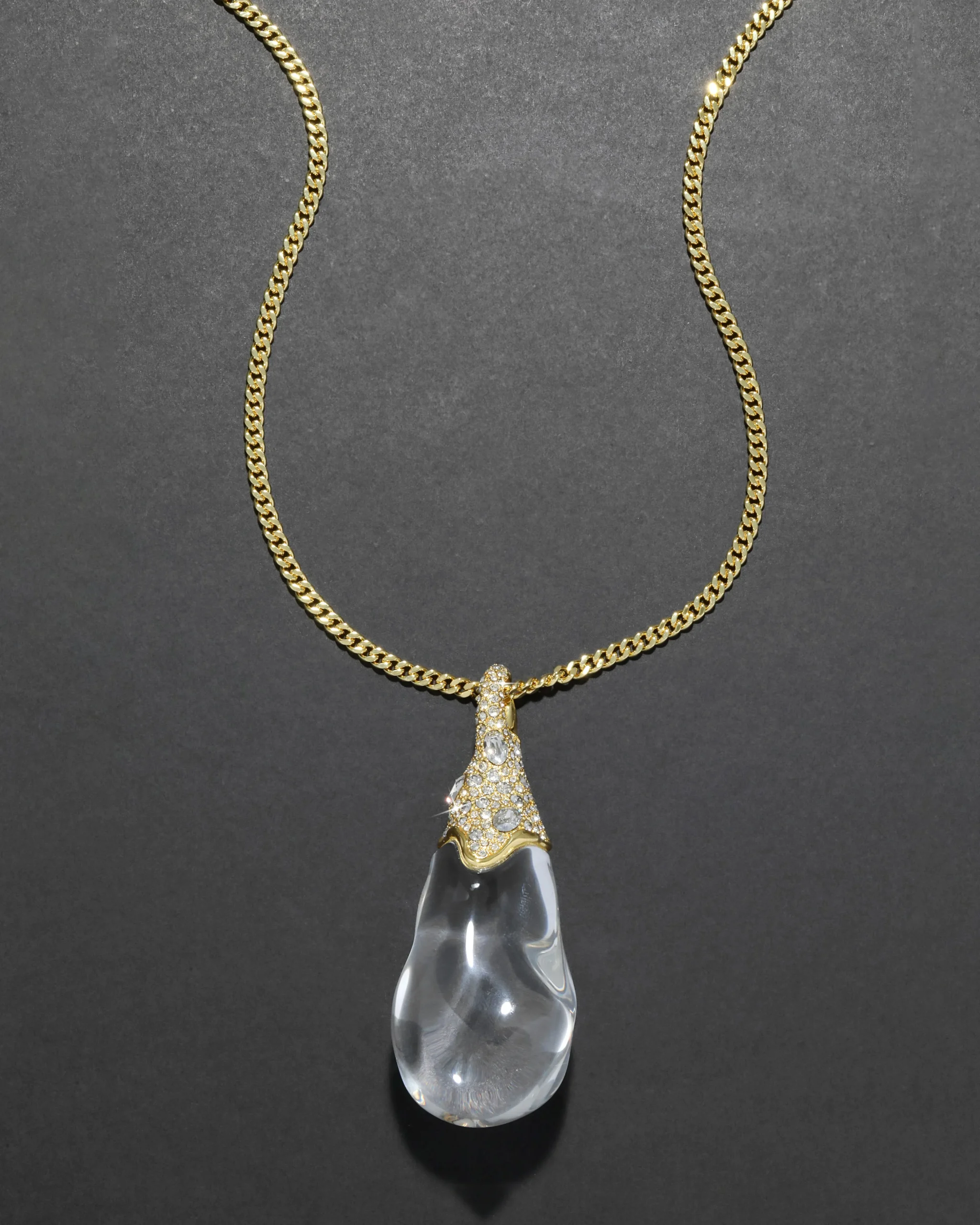 Liquid Lucite Crystal Pavé Teardrop Necklace