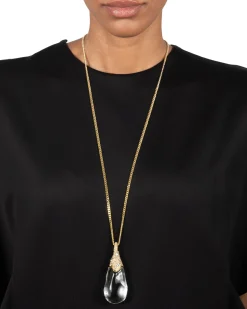Liquid Lucite Crystal Pavé Teardrop Necklace