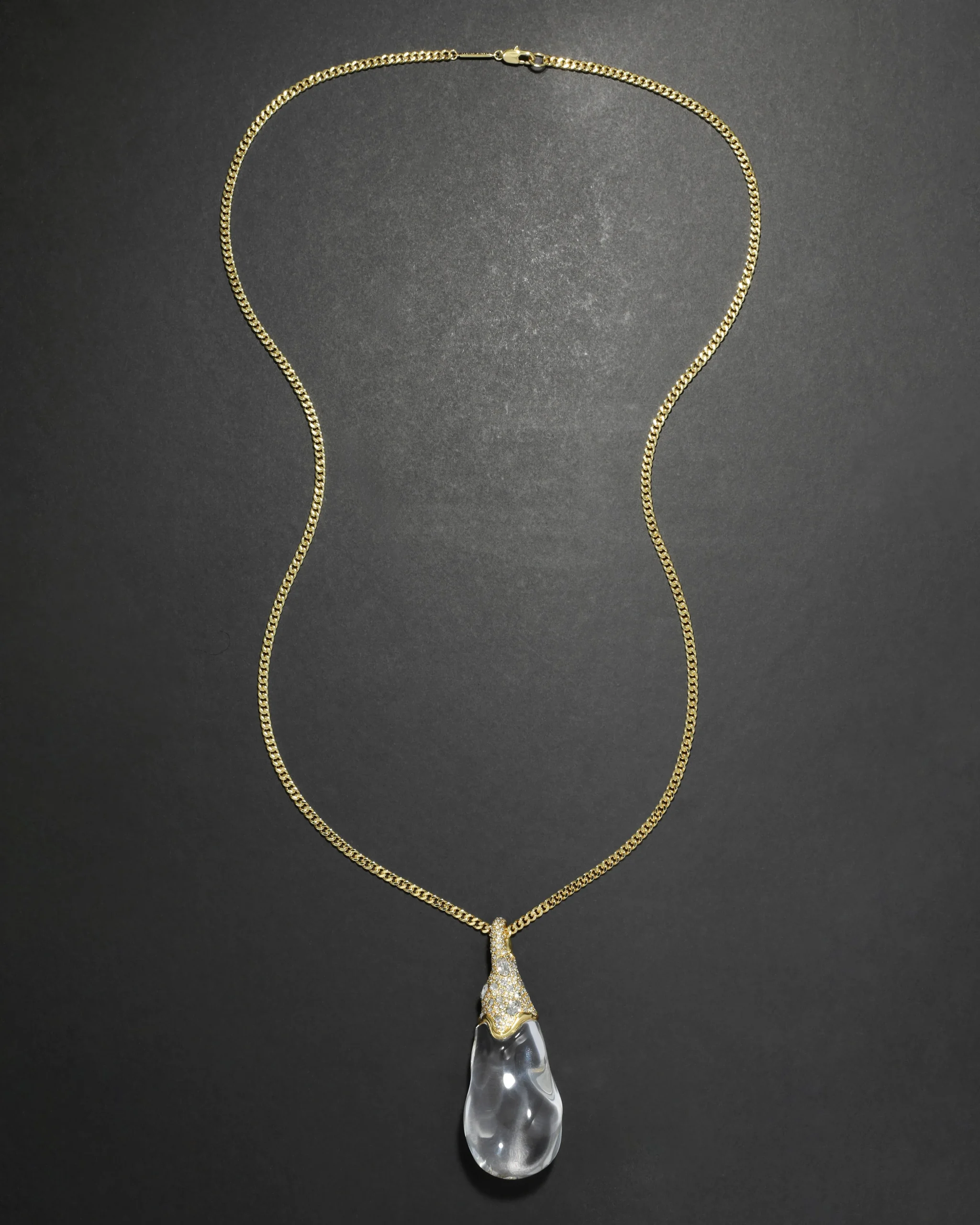 Liquid Lucite Crystal Pavé Teardrop Necklace