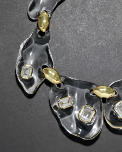 Liquid Lucite Crystal Pebble Necklace- Clear