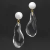 Liquid Lucite Freshwater Pearl Drop Earring- Clear