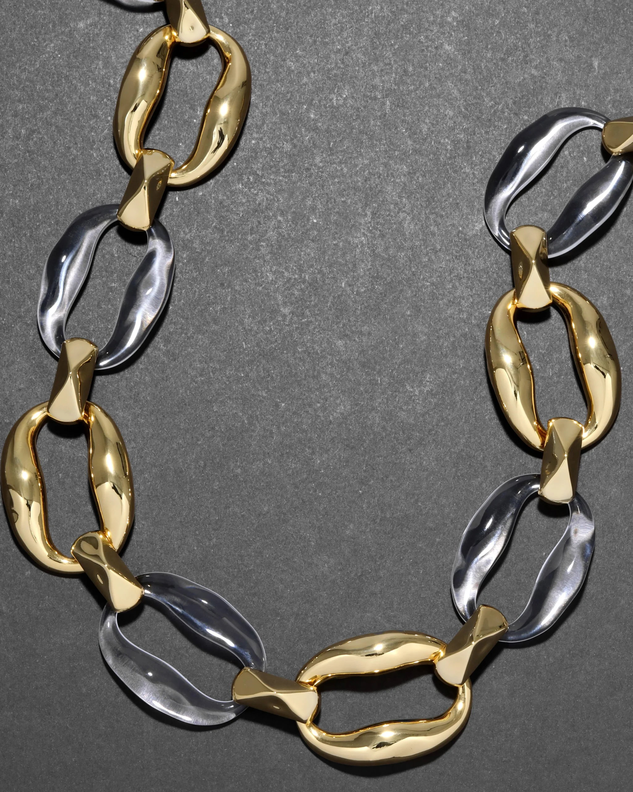 Liquid Lucite Gold Link Necklace- Clear