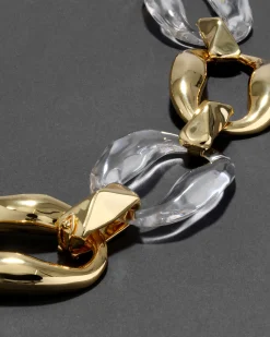 Liquid Lucite Gold Link Necklace- Clear
