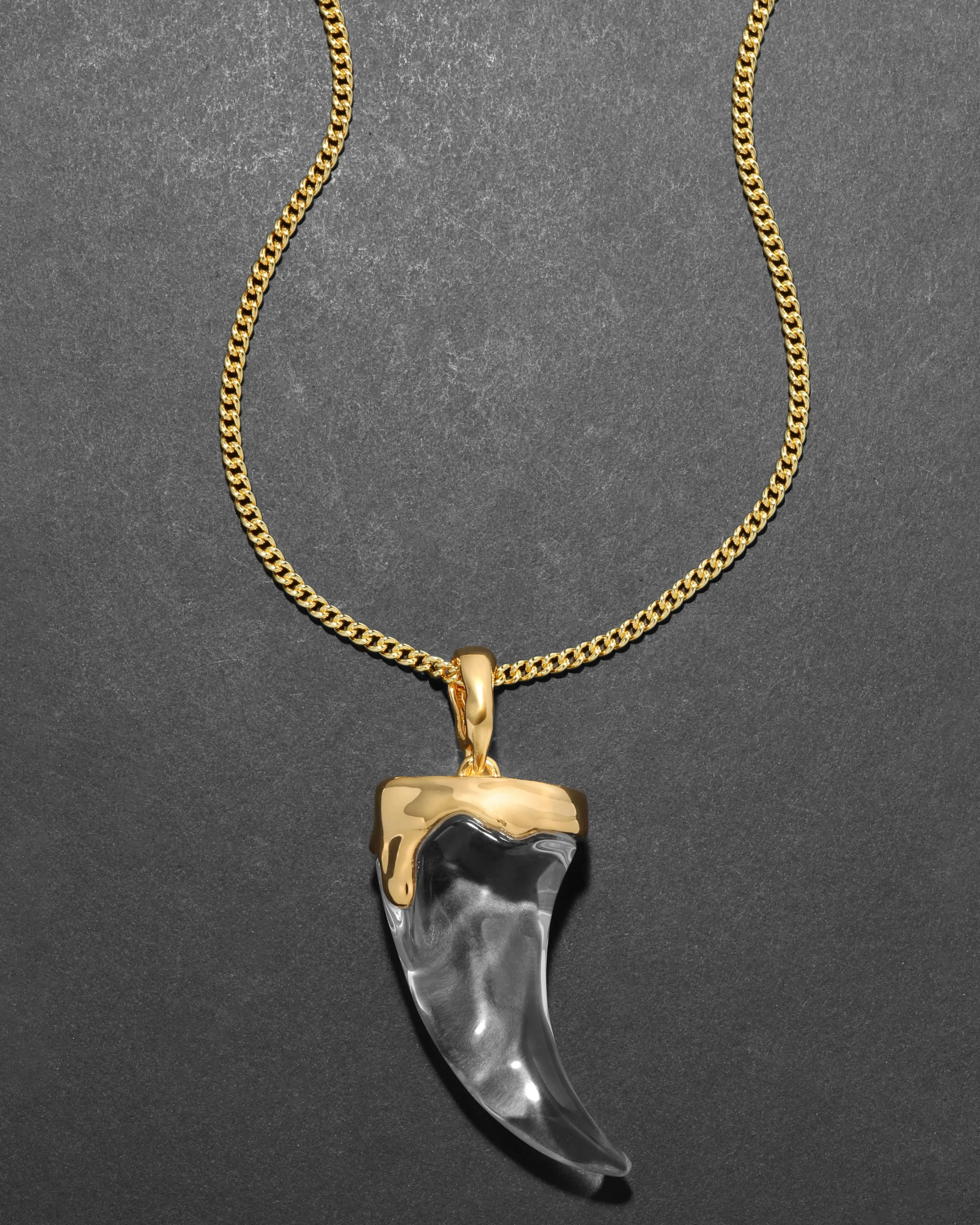 Liquid Lucite Horn Pendant Necklace