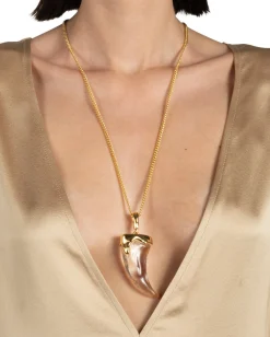 Liquid Lucite Horn Pendant Necklace