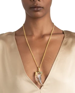 Liquid Lucite Horn Pendant Necklace