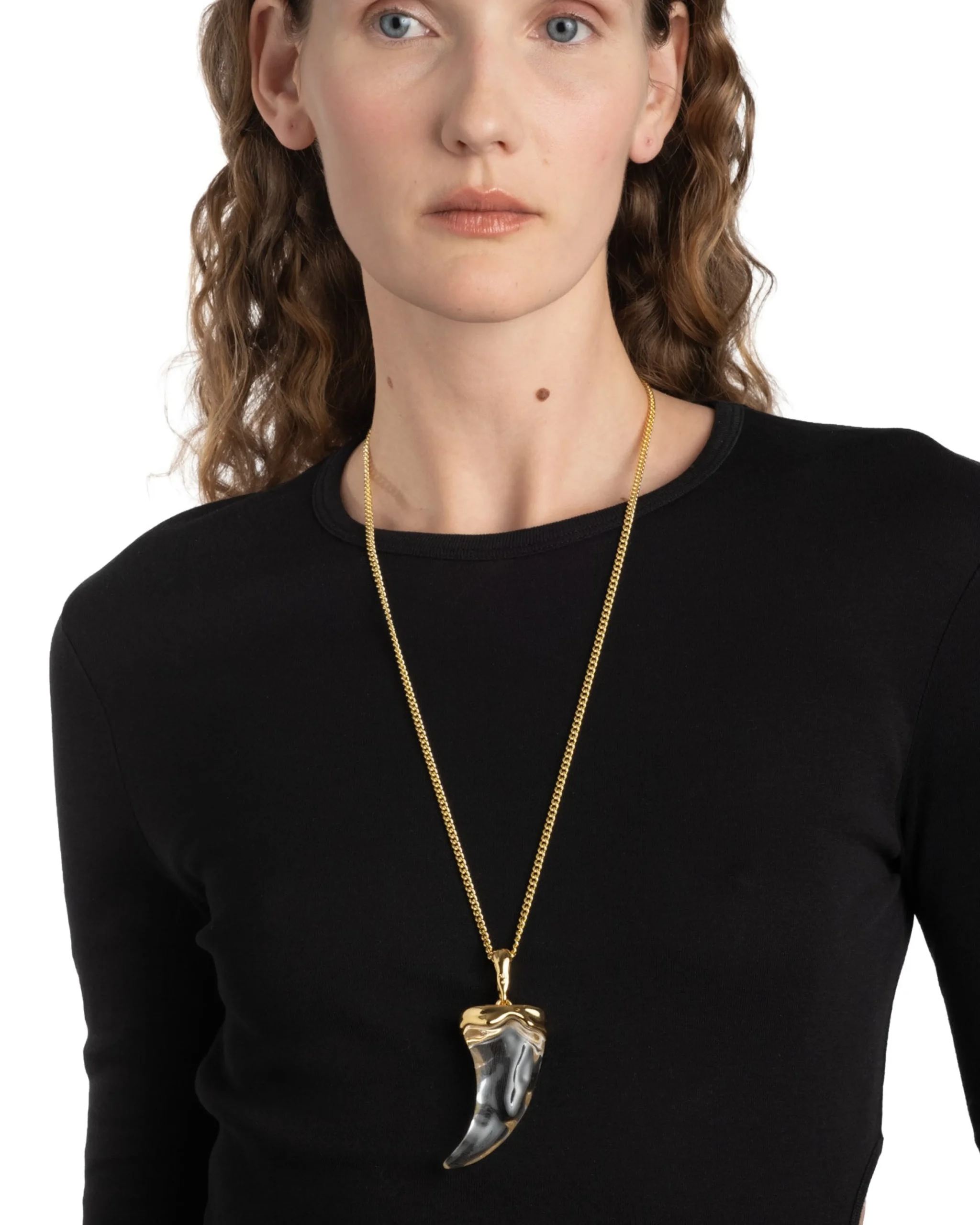 Liquid Lucite Horn Pendant Necklace