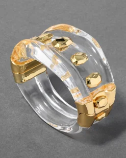 Liquid Lucite Studded Hinge Cuff Bracelet
