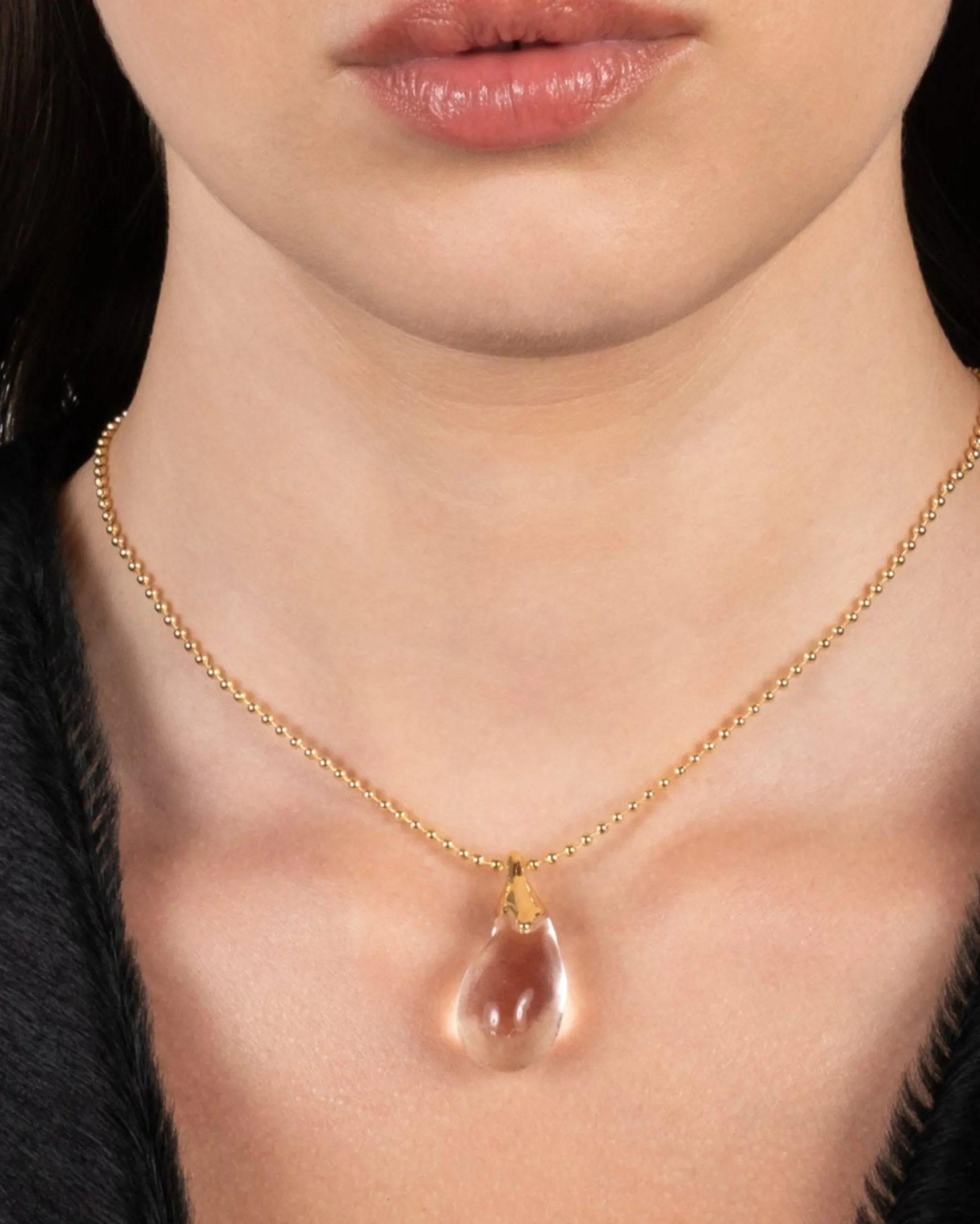 Liquid Lucite Teardrop Pendant Necklace