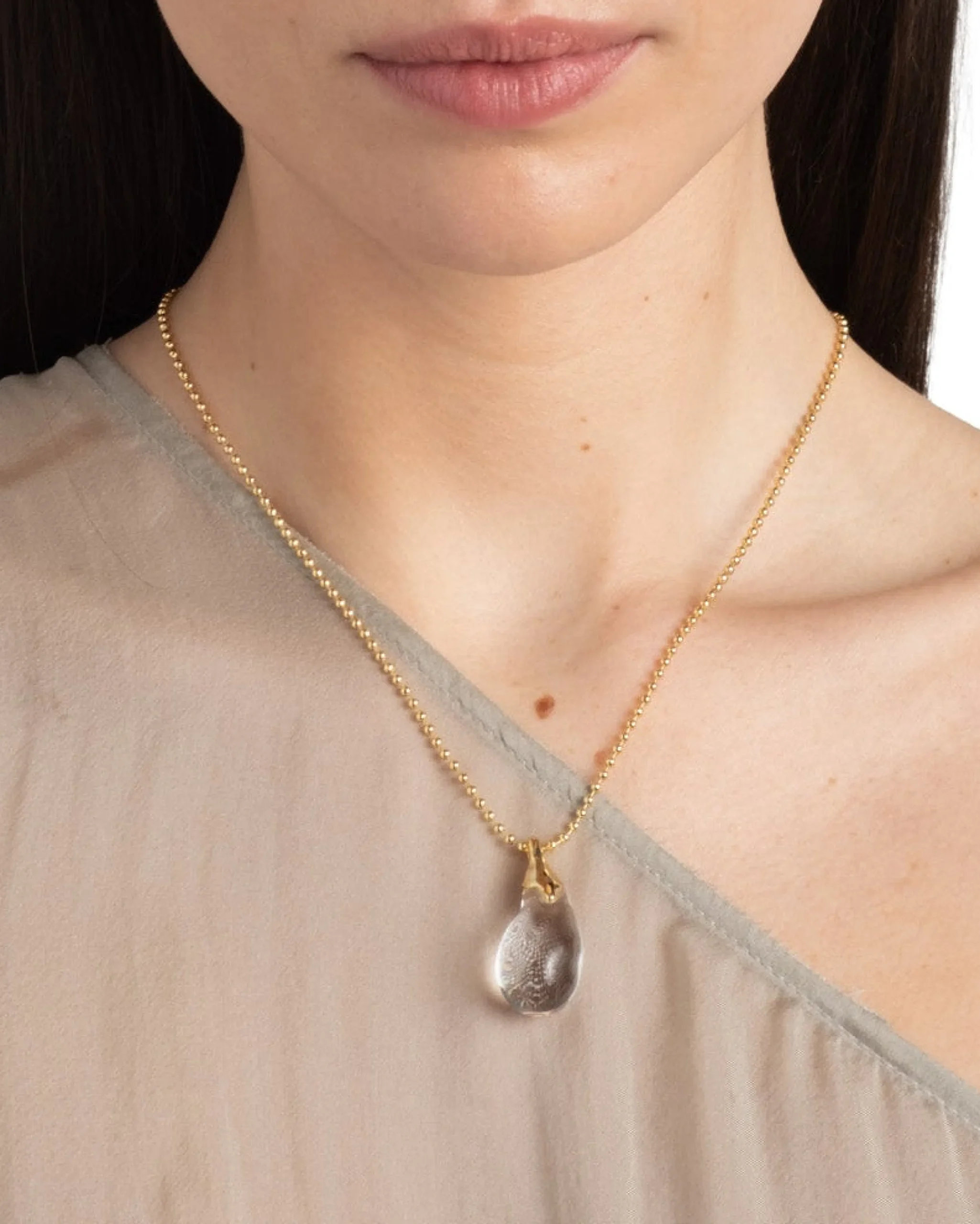 Liquid Lucite Teardrop Pendant Necklace