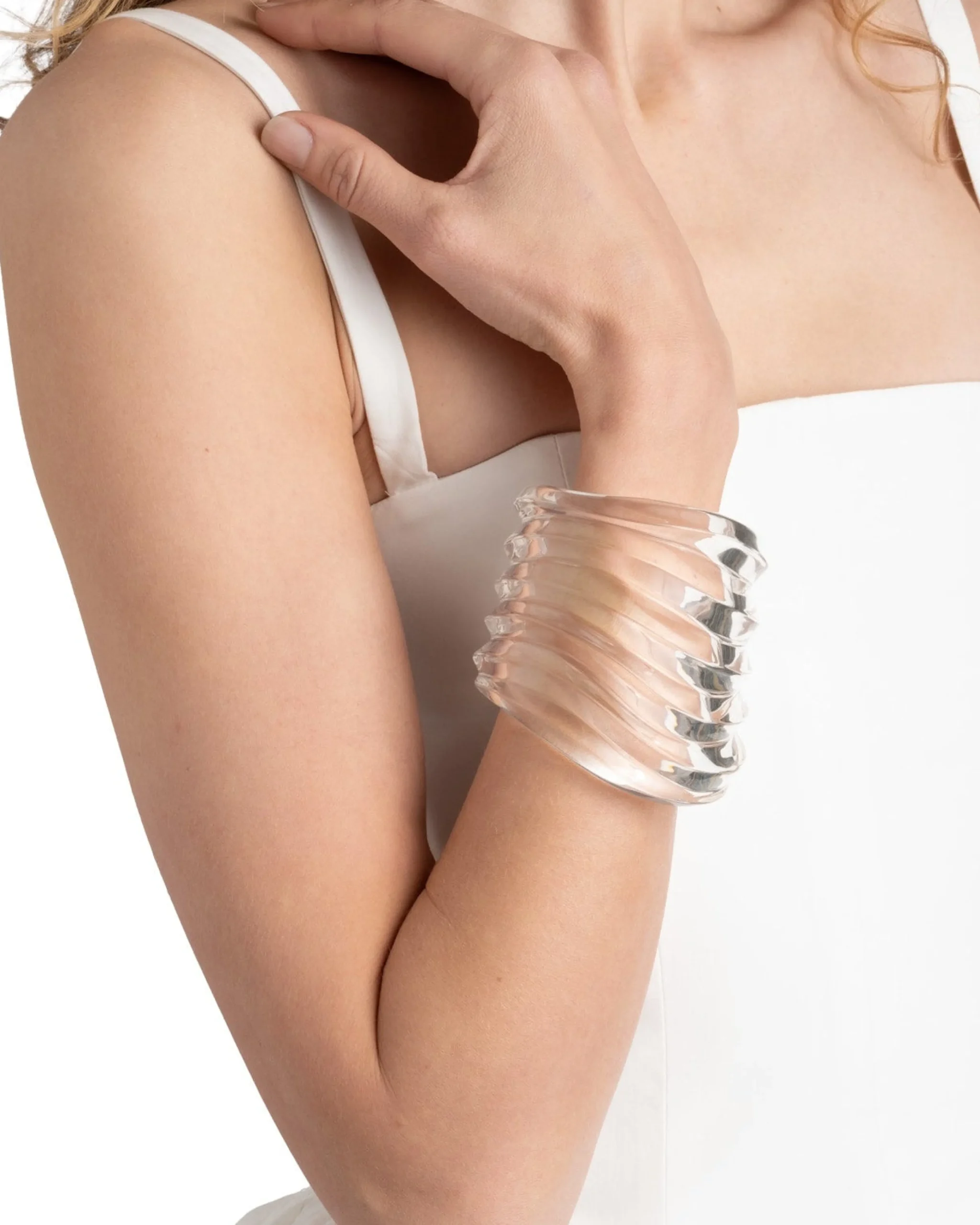 Liquid Lucite Wide Ripple Cuff
