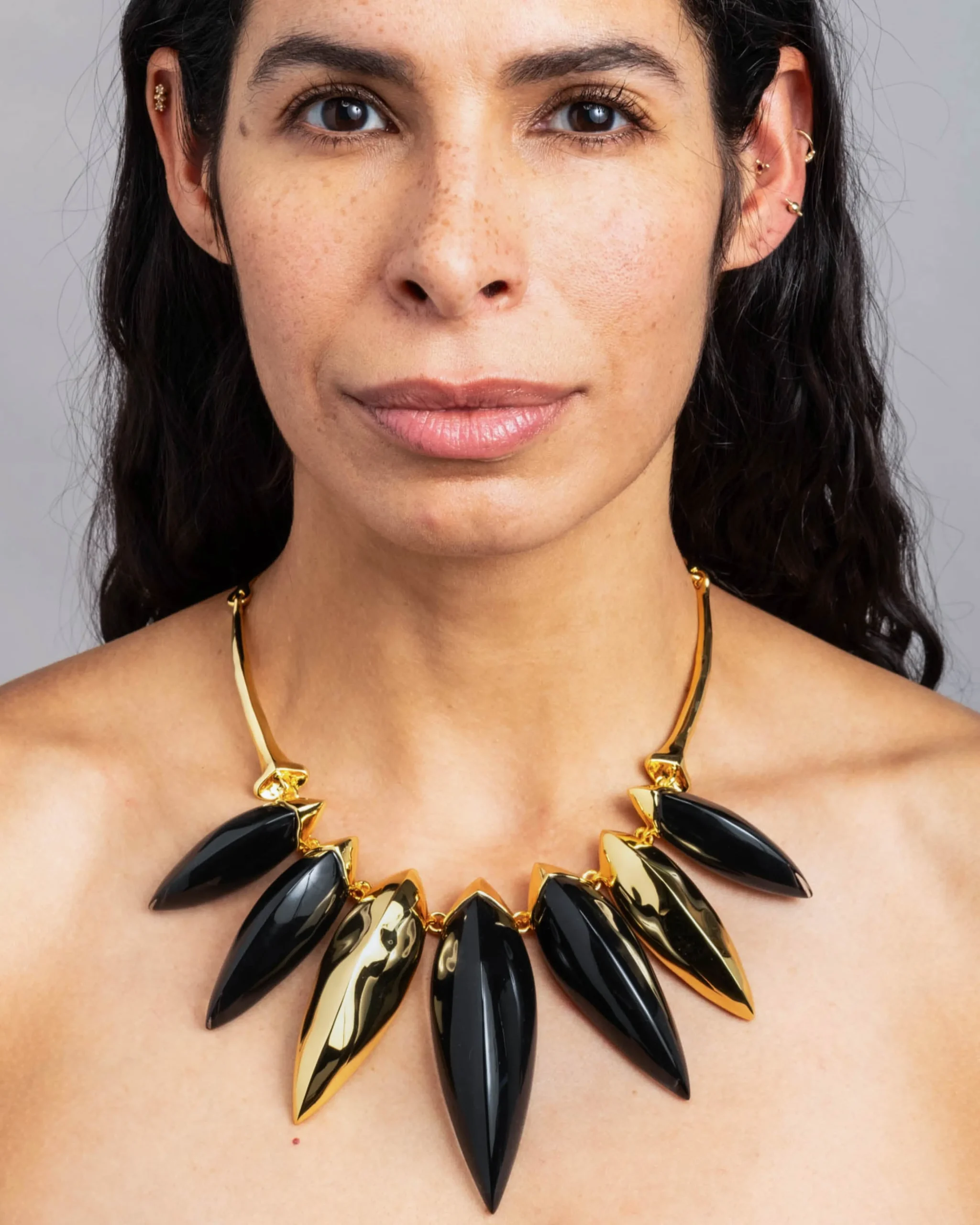 Lucite Armor Necklace- Onyx