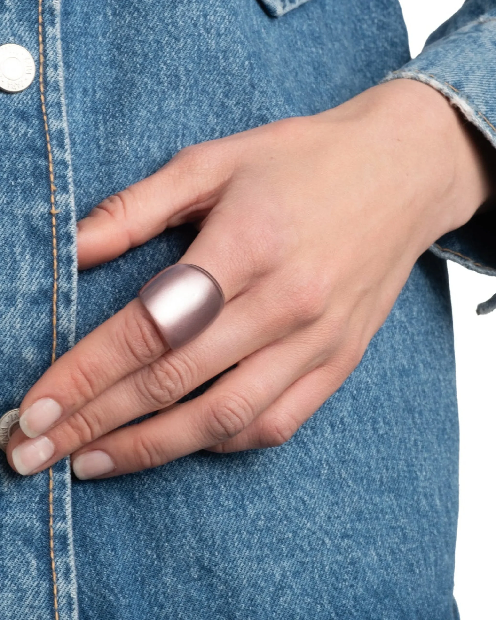 Lucite Block Ring- Dusty Rose