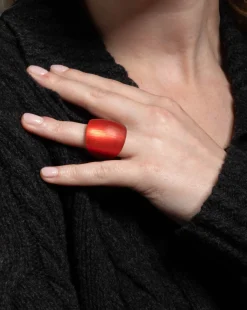 Lucite Block Ring- Lipstick Red