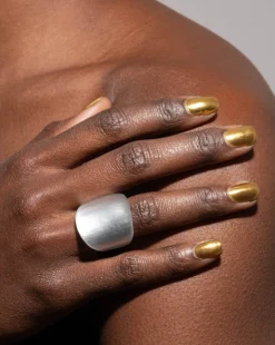 Lucite Block Ring- Silver