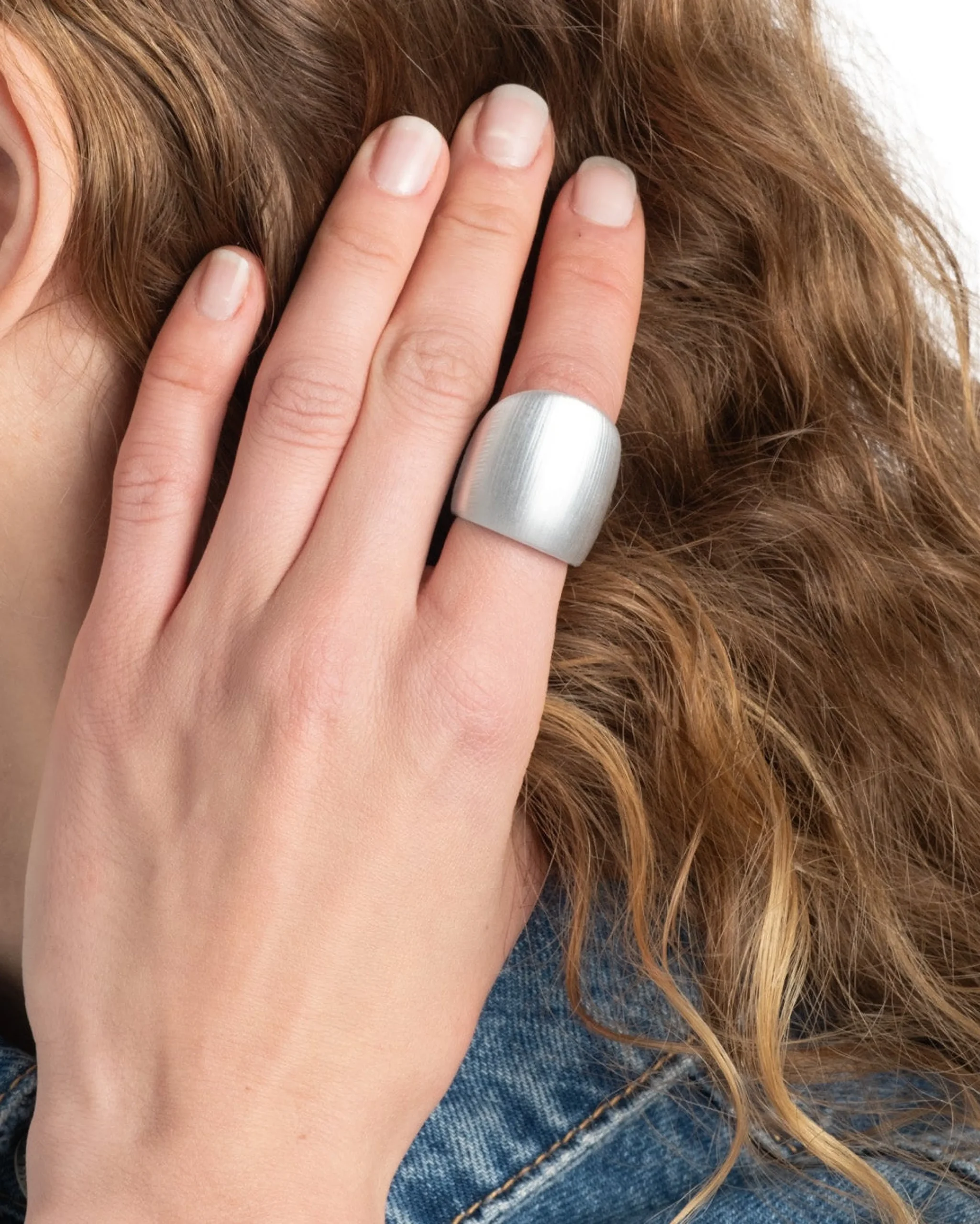 Lucite Block Ring- Silver