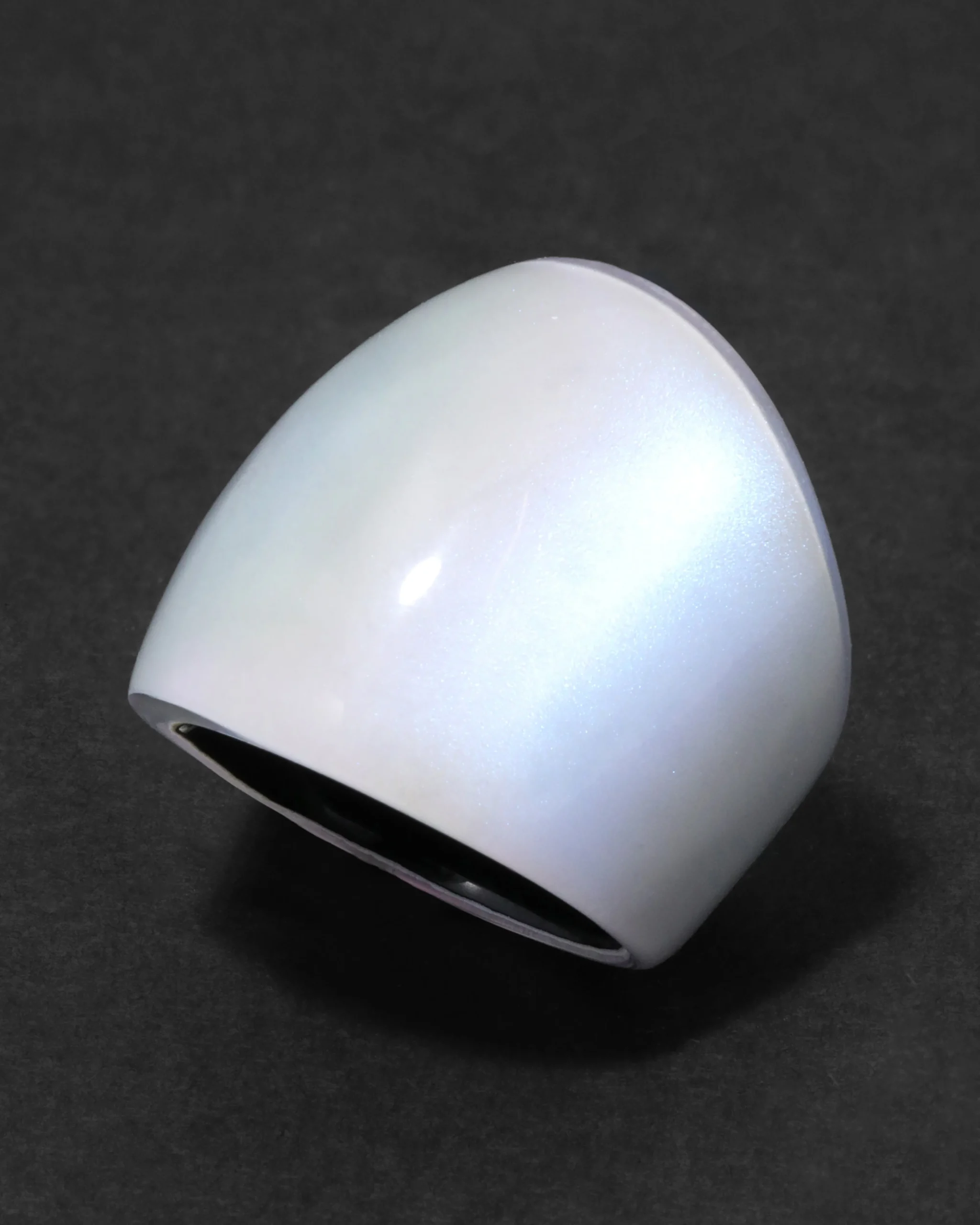 Lucite Block Ring- White Opal