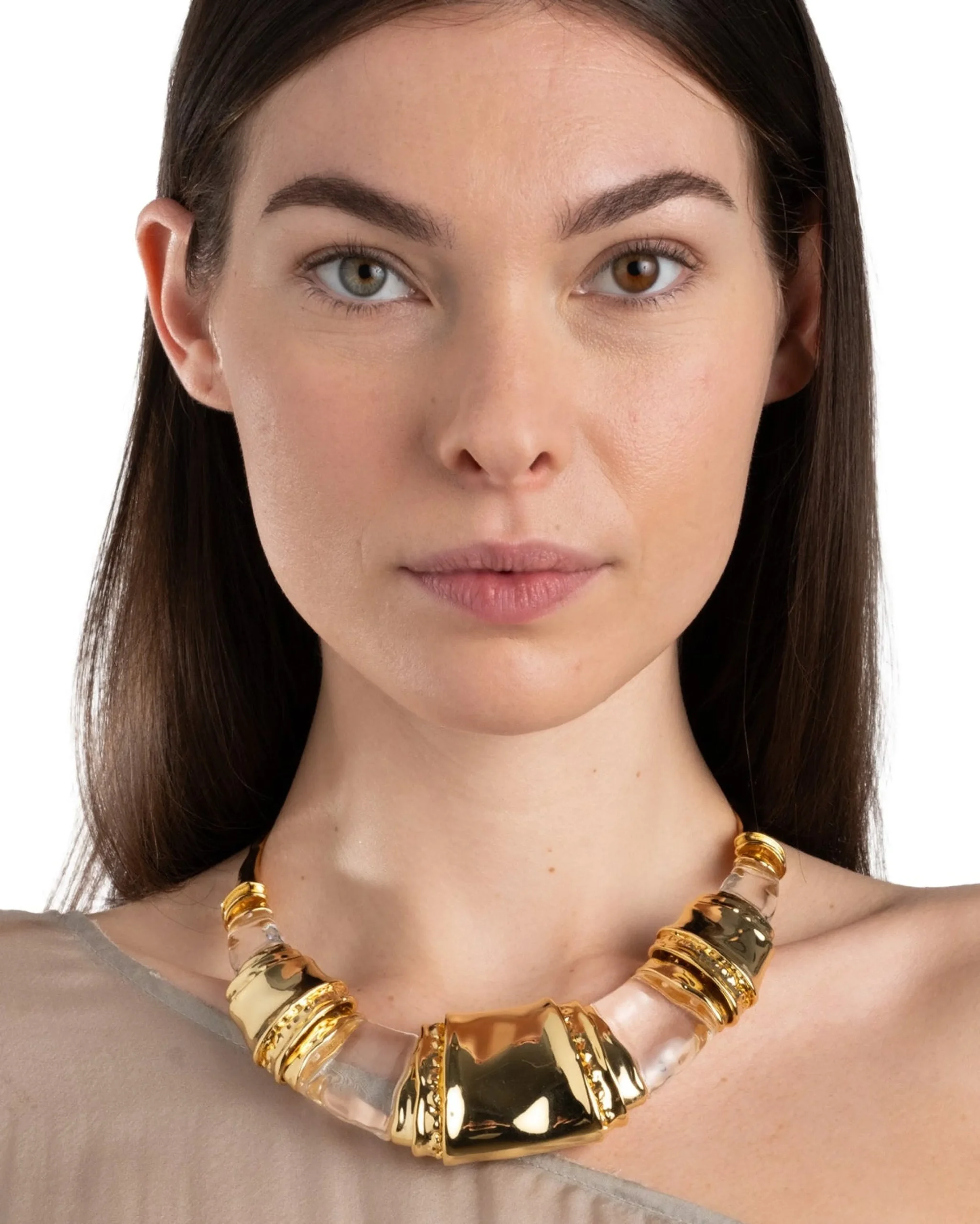 Lucite Brutalist Segmented Collar Necklace